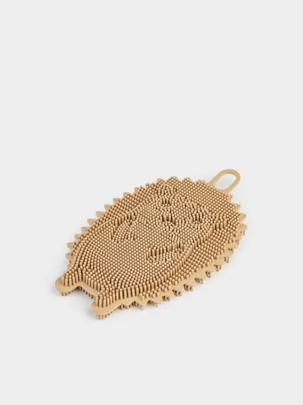 Dish washing sponge, 13 cm, Silicone, Beige, Hedgehog, Manny, image-4