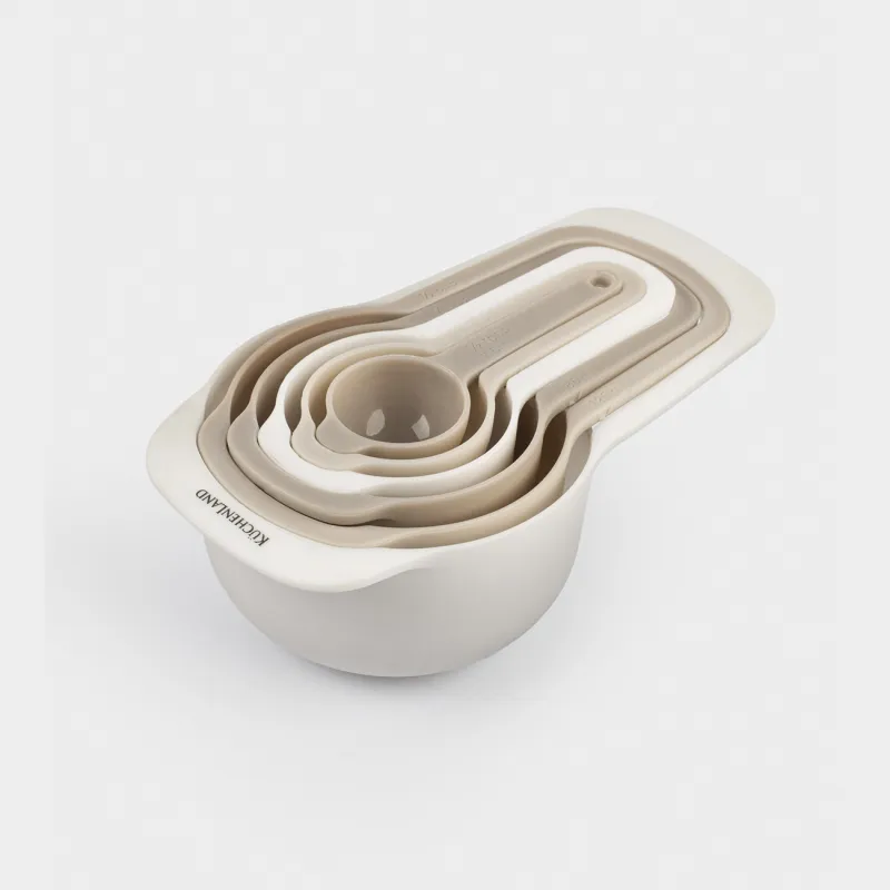 Measuring spoon set, 6 pcs, plastic, beige-cream, Bakery