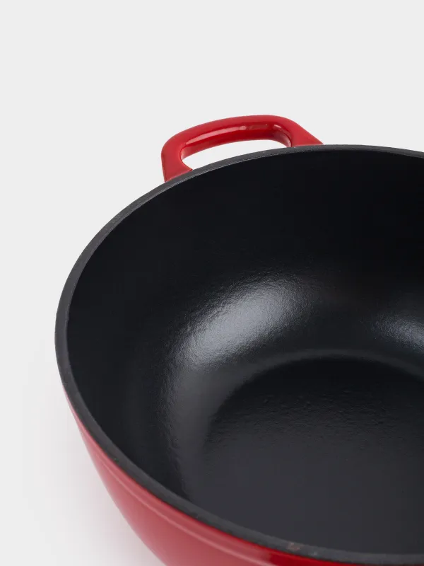 Cauldron, 27 cm, 4.5 l, with lid, cast iron, Red, Bright, image-5