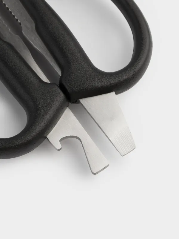 Kitchen scissors, 21 cm, with opener and nutcracker, steel / plastic, black, Black style, image-5