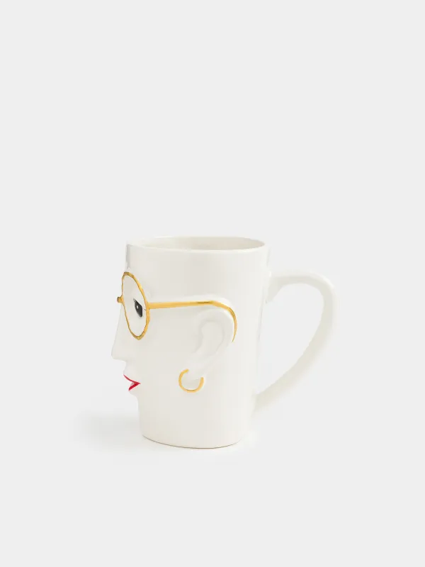 Mug, 500 ml, Ceramic, Woman with glasses, Girls, image-0