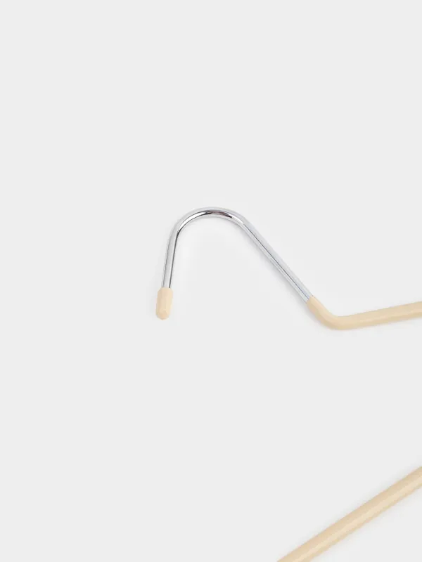 Hanger for trousers/skirts, 36 cm, 3 pcs, metal coated, beige, Colorful house, image-5