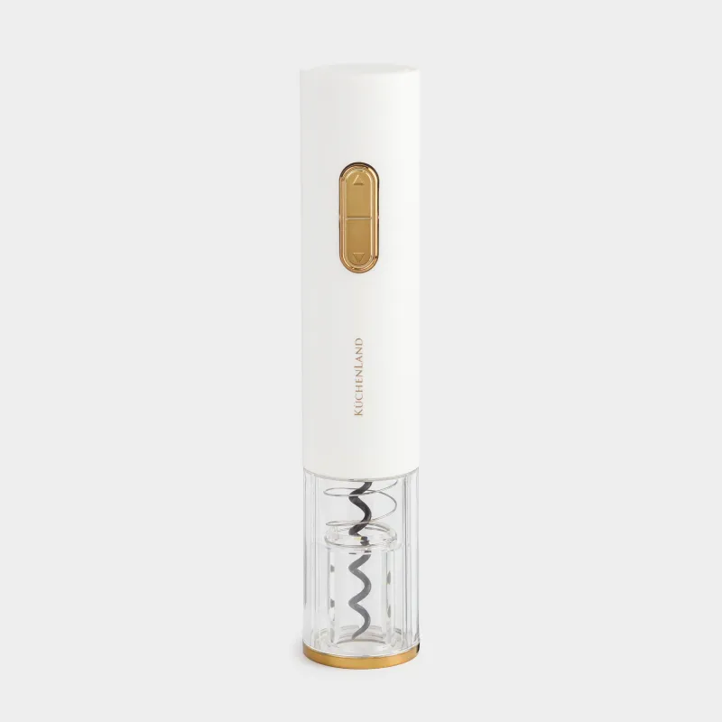 Electric corkscrew, 23 cm, with foil cutter, plastic, LED B, milky, Bar