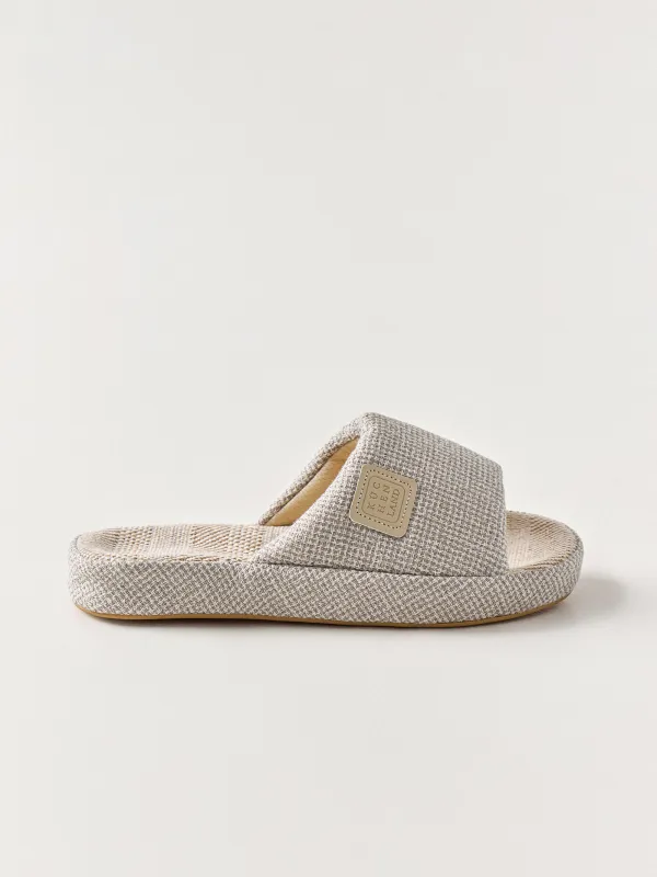 Women's slippers, homewear, size 36-37, polyester, light gray, Serious, image-0