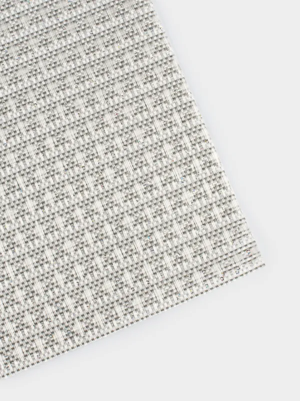 Placemat, 30x45 cm, with sequins, PVC, rectangular, silver, Solid, image-2
