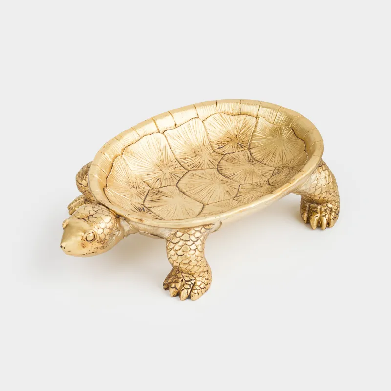 Decorative dish, 31x18 cm, polyresin, golden, Turtle, Coast