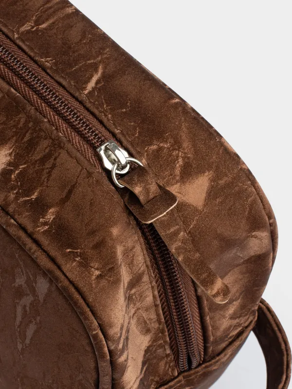 Cosmetic bag, 20x15 cm, polyurethane, brown, Krush, image-4