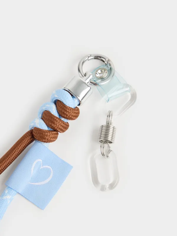 Keychain, 22 cm, polyester / plastic, pink-brown, Knots, Knot, image-1