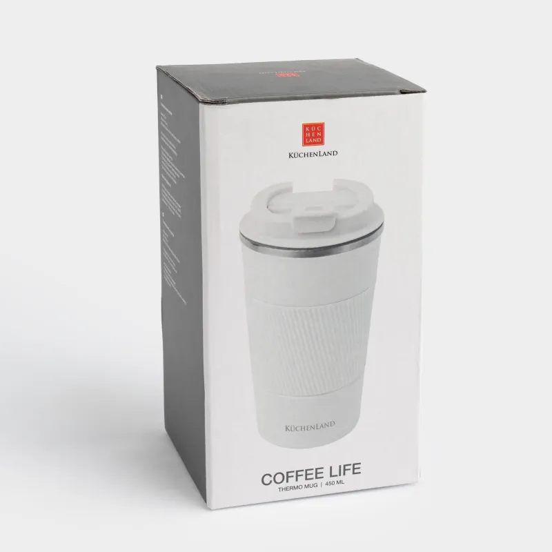 Thermo mug, 500 ml, with zarf, steel / plastic/silicone, beige, Coffee life, image-4