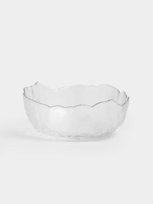 Salad bowl, 20x9 cm, 1,1 l, glass, with silver edging, Nautilus silver, image-0