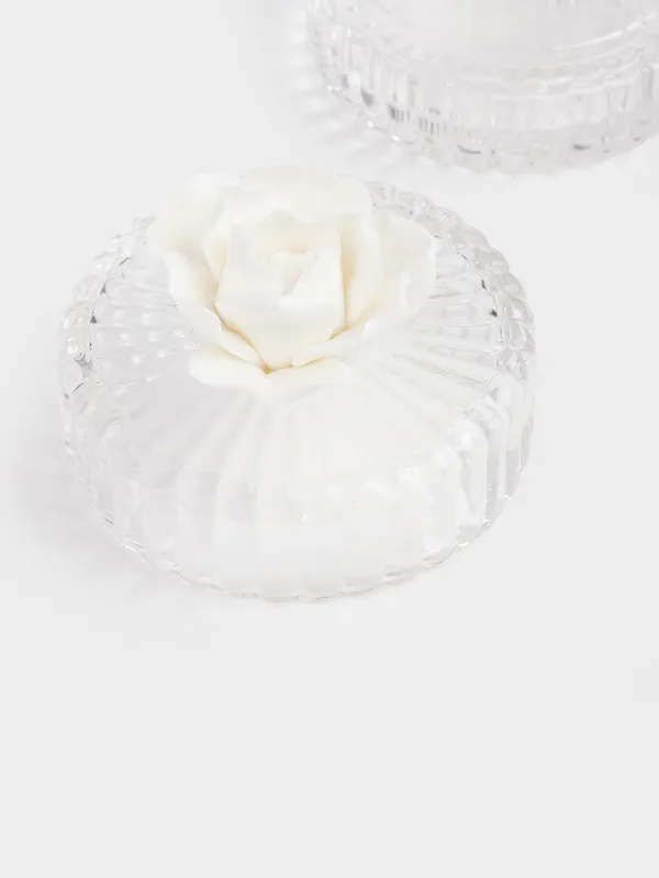 Storage container, 8x9 cm 150 ml, glass / porcelain P, Flower, Rose, image-4