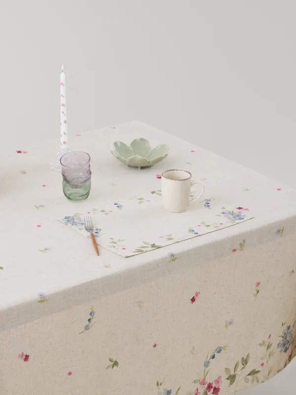 Placemat, 30x45 cm, polyester / linen, rectangular, beige, Flowers, Colorful flowers, image-4