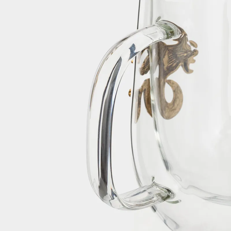 Mug, 350 ml, glass B / metal, golden, Capricorn, Air zodiac, image-2