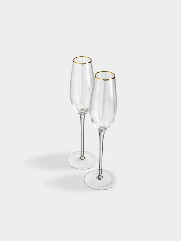 Drinking glass, 210 ml, 2 pcs, glass R, with golden edging, Filo R gold, image-3