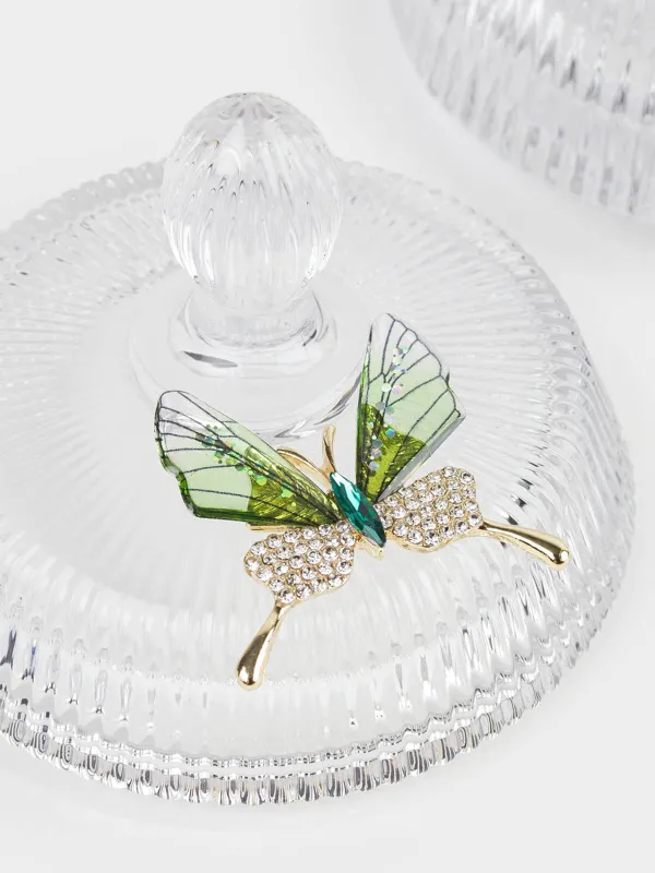 Storage container, 11x13 cm, 250 ml, glass R / rhinestones, Butterfly, Butterfly, image-4