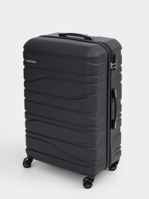 Suitcase L, 52x29x77 cm, 4.2 kg, with lock, plastic, black, Travel comfort, image-3