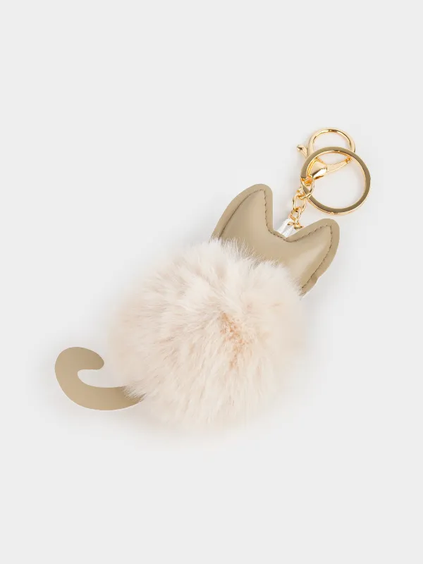 Keychain, 12 cm, Soft, faux fur / metal, color, Cat, Wooly, image-2