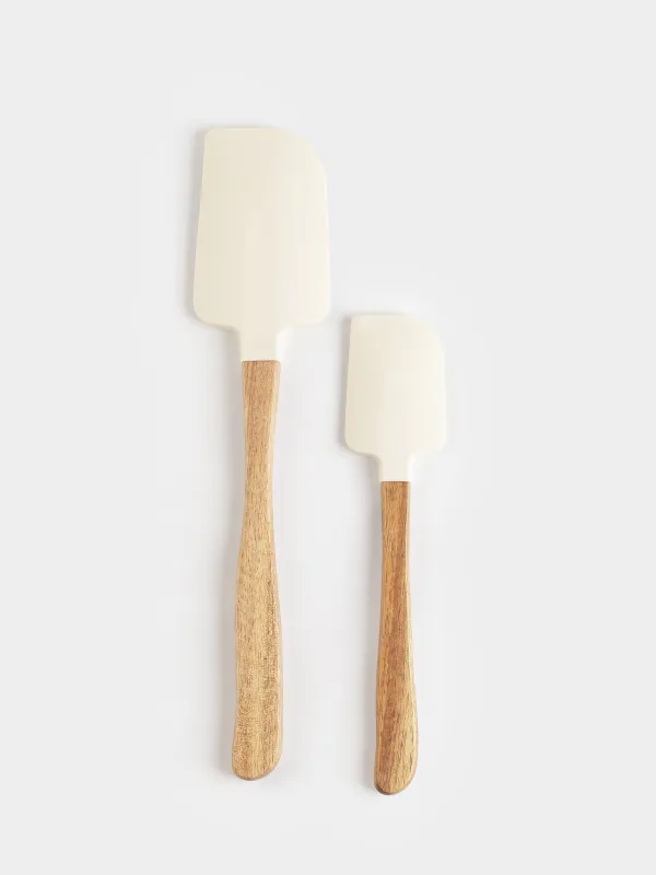 Spatula, 2 pcs, silicone / wood, white, Pomegranates and oranges, Christmas miracle, image-4