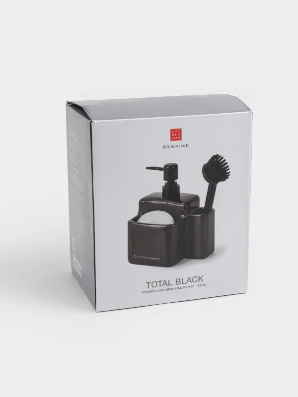 Detergent dispenser, 550 ml, organizer, Sponge / brush, Ceramic, Black, Total black, image-6
