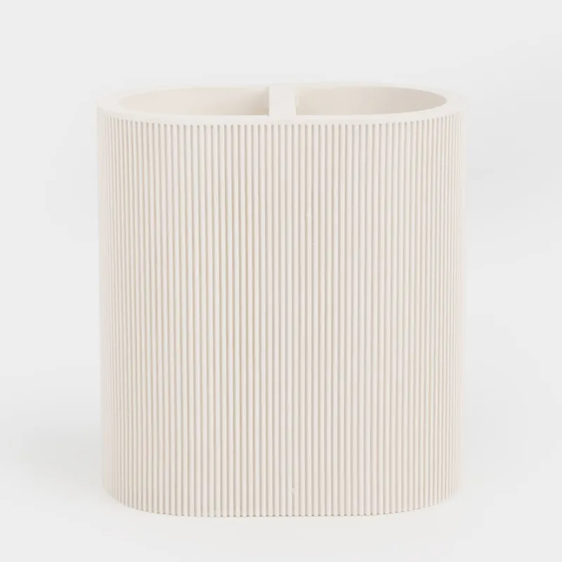 Toothbrush holder, 11 cm, polyresin, milky, White stripes