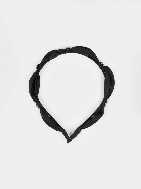 Headband, 14x15 cm, polyester / metal, Black, Hairstyle, image-0