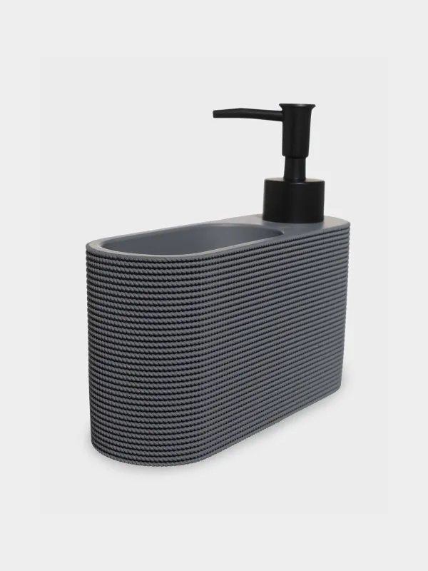 Detergent dispenser, 250 ml, organizer, with sponge, polyresin / plastic, Grey, Grey steel, image-2