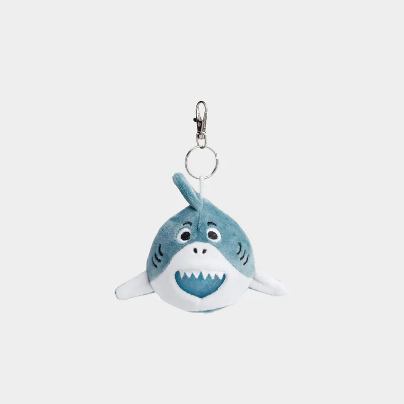Anti-stress keychain, 9 cm, polyester / metal, blue, Shark, Aquatic animals