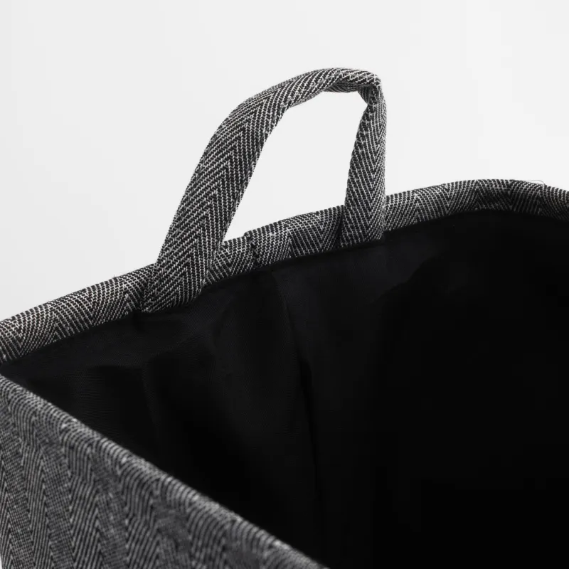 Laundry storage bag, 35x25x40 cm, with handles, polyester, rectangular, Grey, Navy, image-5