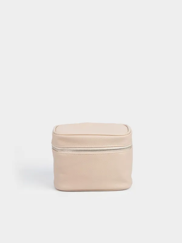 Makeup bag, 18x15 cm, polyurethane, beige, Memo, image-0