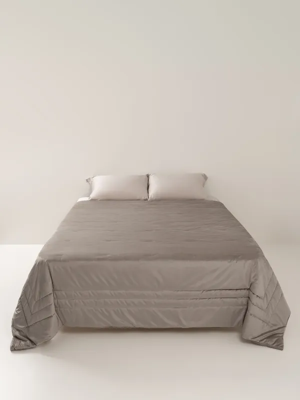 Bedspread, 240x260 cm, quilted, velvet/microfiber, brown, Frame, Stitch velvet, image-1