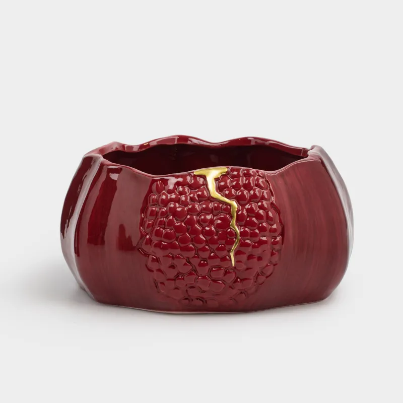 Fruit vase, 25x18 cm, ceramic, burgundy, Pomegranate, Pomegranate