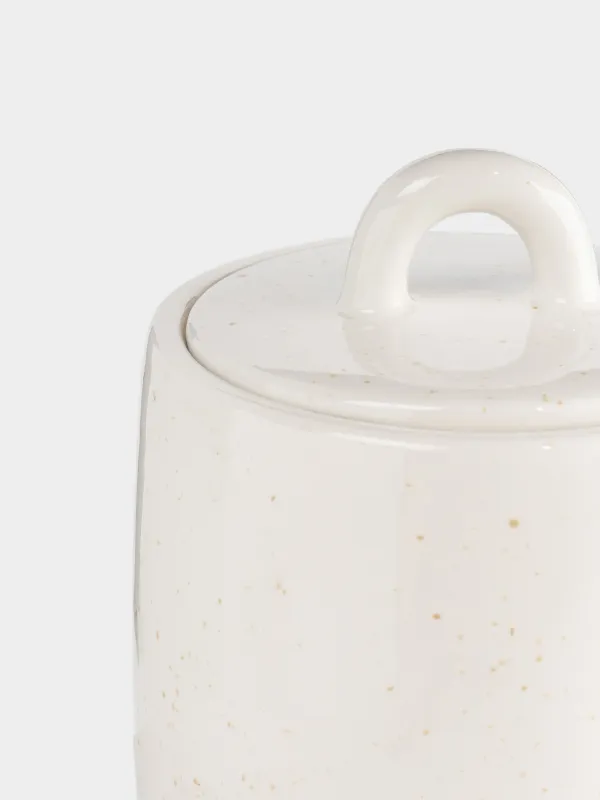 Storage container, 12x13 cm, 750 ml, ceramic, milky, speckled, Delicia, image-3