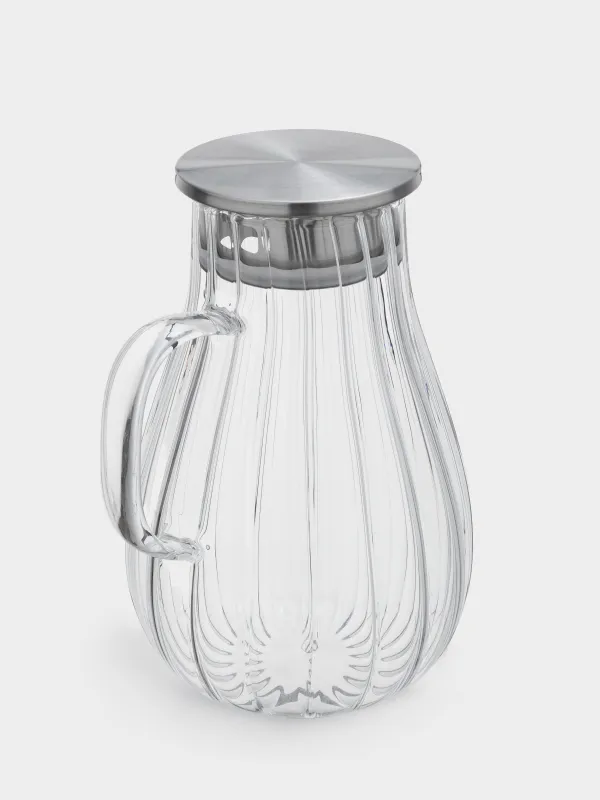 Jug, 1,8 l, with filter cap, used glass / steel, Camellia, image-2
