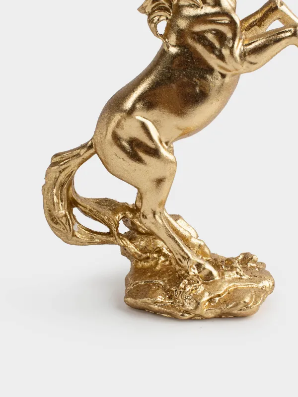 Statuette, 17 cm, polyresin, golden, Horse, Horse gold, image-5