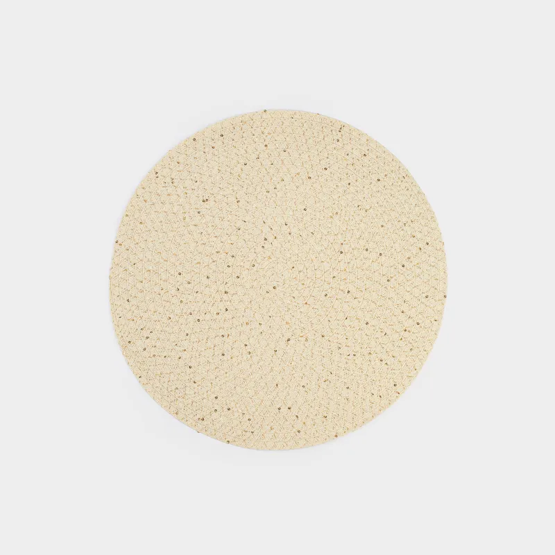 Placemat, 38 cm, paper, round, beige, Straw