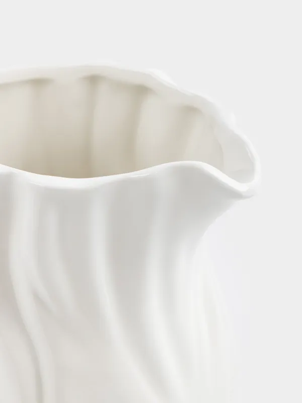 Jug, 1.6 l, ceramic, white, Milky, Wavy edge, Crumple, image-5
