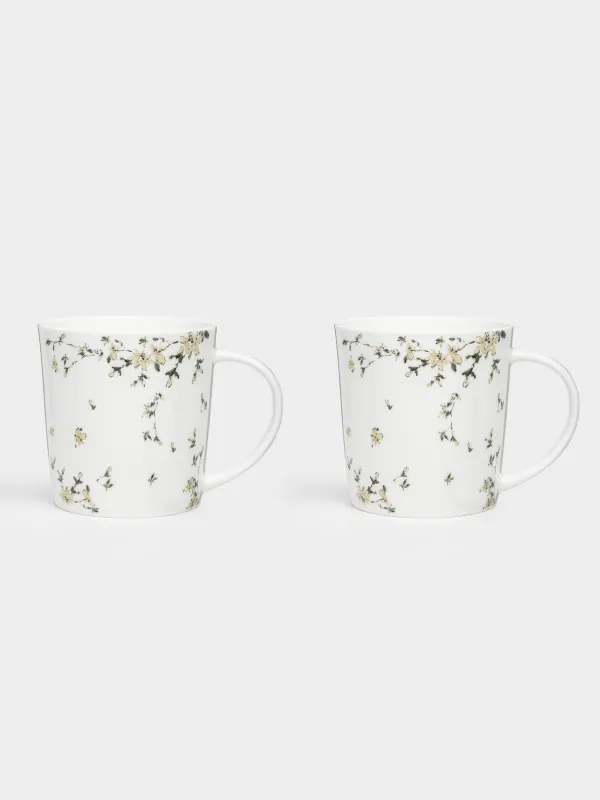 Mug, 450 ml, 2 pcs, porcelain F, white, Flowers, Florin, image-1
