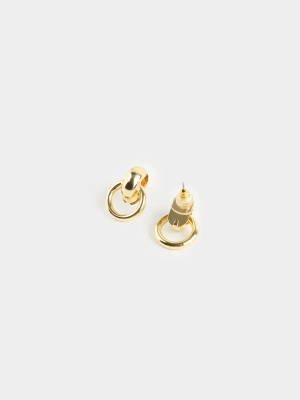 Stud earrings, 2 cm, 2 pcs, metal, gold, Jewelry, image-2