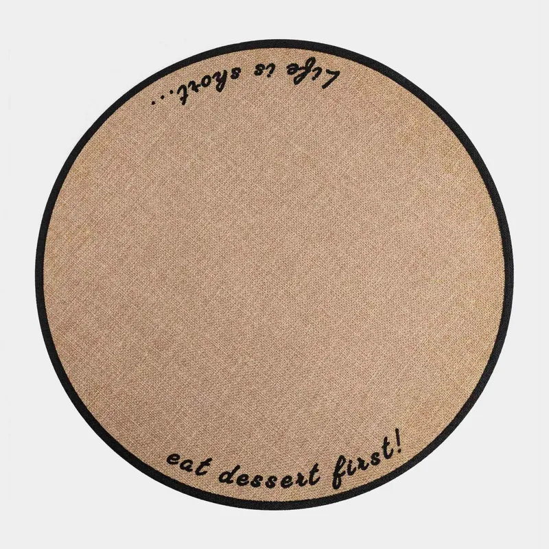 Placemat, 38 cm, polyester, round, sand, Outline
