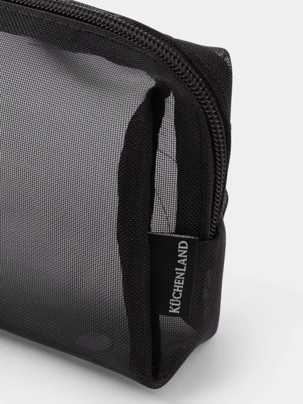 Cosmetic bag, 18x12 cm, Polyester, black, Mesh, Easy Travel, image-3