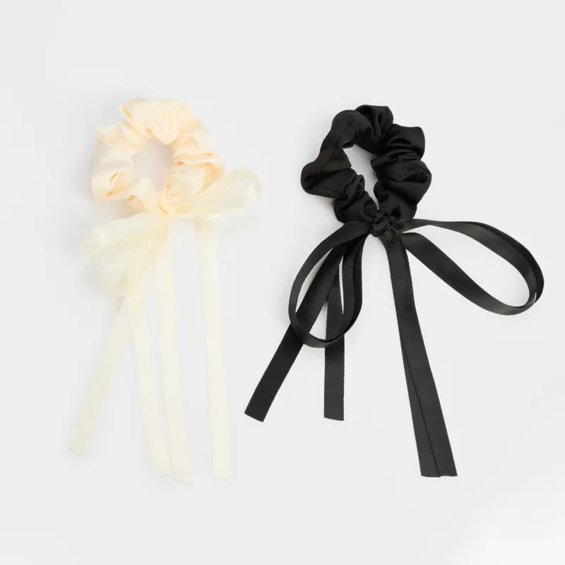 Hair tie set, 8 cm, 2 pcs, for children, satin, Silk