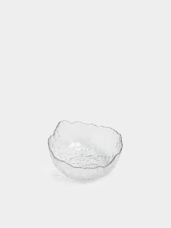 Salad bowl, 17x7 cm, 700 ml, glass, with silver edging, Nautilus silver, image-1