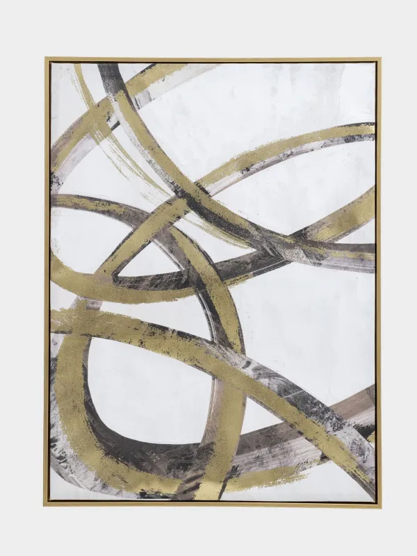Framed painting, 78x103 cm, golden brown canvas, Abstract lines, Abstract, image-0