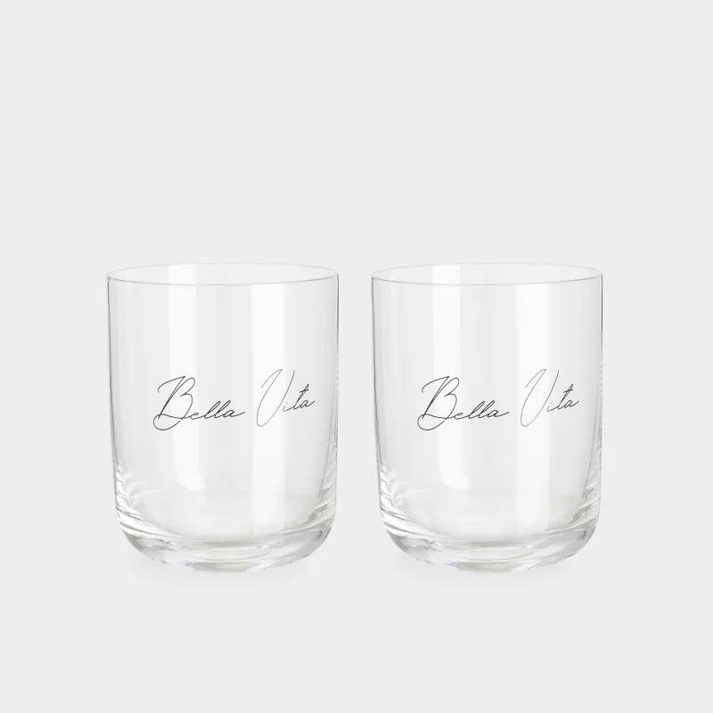 Glass, 10 cm, 380 ml, 2 pcs, crystal glass, Bella Vita, Foligno                  