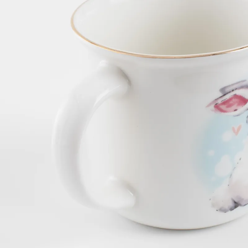 Mug, children's, 360 ml, porcelain N, white, Rabbit with rabbit, Ideas, image-3