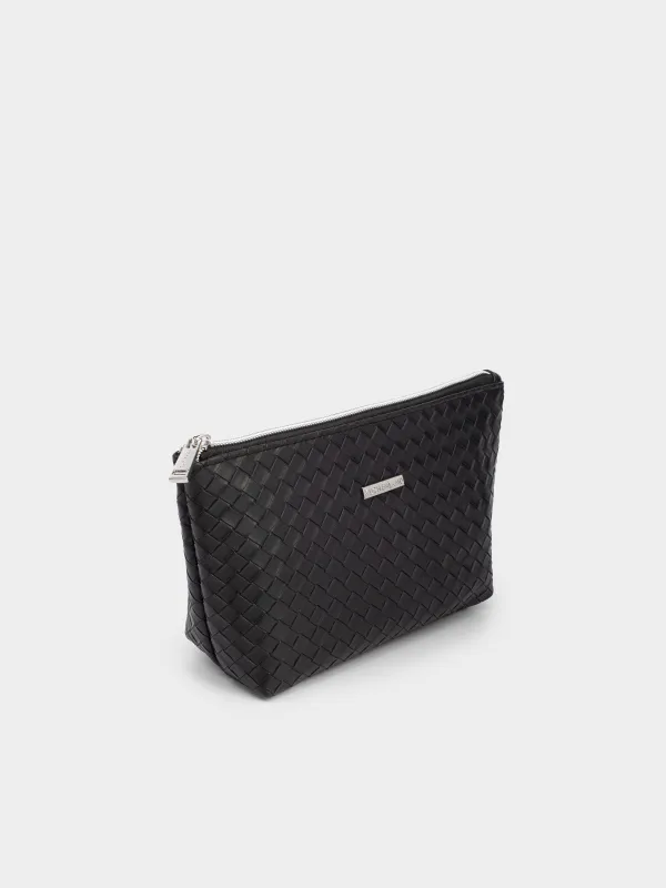 Makeup bag, 26x13 cm, polyurethane, black, Sennit, image-4