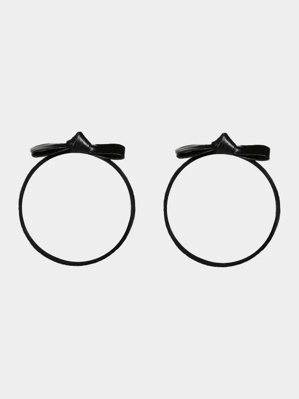 Elastic band for hair, 6 cm, 2 pcs, polyurethane, black, Bow, Gracile, image-0