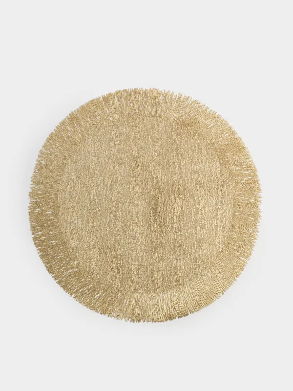 Placemat, 38 cm, fringed, PVC, round, golden, Azhur, image-0