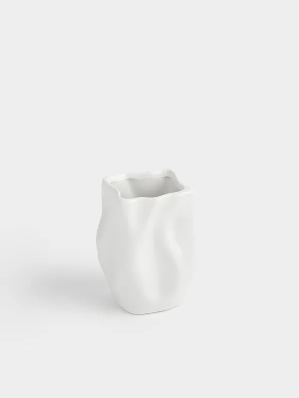 Kitchen accessories stand, 15 cm, ceramic, milky, Wavy edge, Crumple, image-1