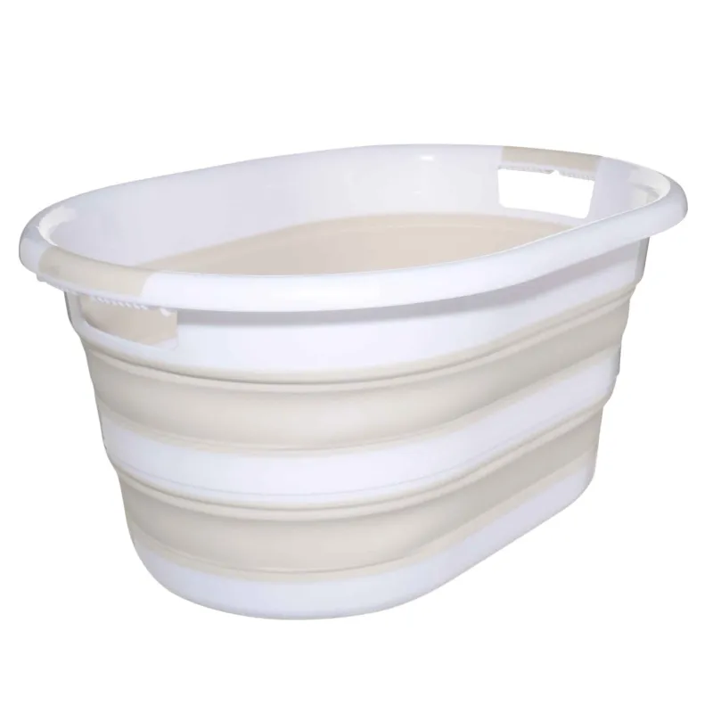 Foldable basin, 24 L, oval, rubber / plastic, grey, Foldaway, image-1